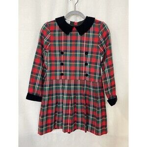 Vtg Talbots Kids Girl Sz 12 Dress Red Plaid Academia Classic Holiday Old Money